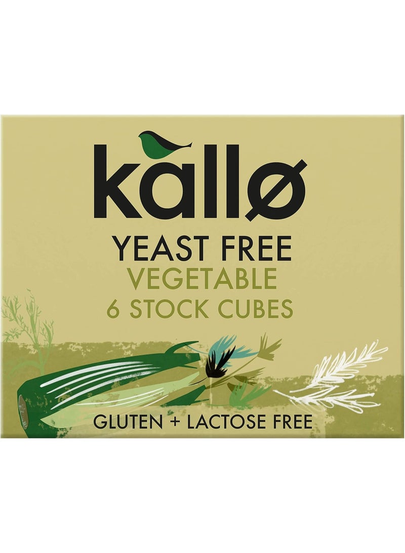 Kallo Yeast Free Vegetable 6 Stock Cubes Gluten Free Vegan & Coeliac Friendly No Artificial Colours Flavours Or Preservatives